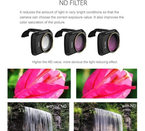Imagen 8 de 9 de 6 Filtros Nd Sunnylife Dji Mini/2/se Cp Uv Nd4 Nd8 Nd16 Nd32