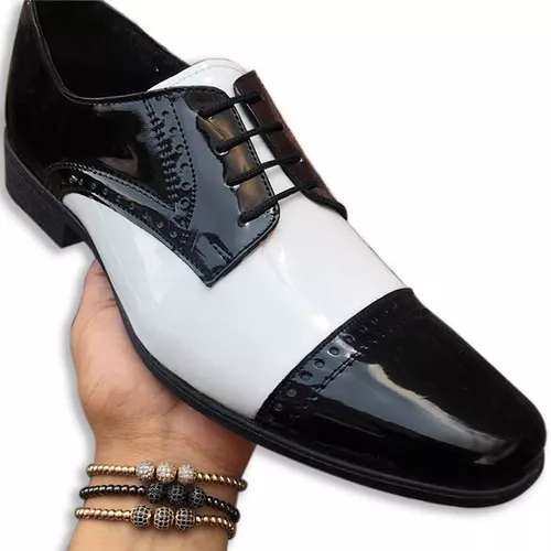 Zapato De Charol Negro/blanco Mod 300 Con | Meses sin intereses