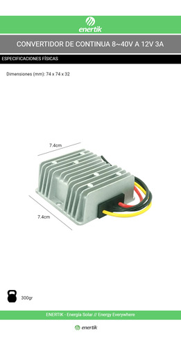Convertidor Transformador De Tensión 8~40v A 12v 3a Enertik