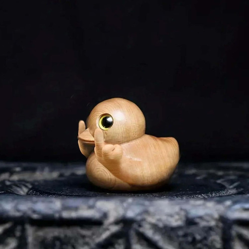 Divertido Pato De Dedo Medio Hecho A Mano De Madera