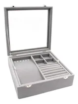 Comprar Joyero Con Tapa De Vidrio De Dos Capas Gris