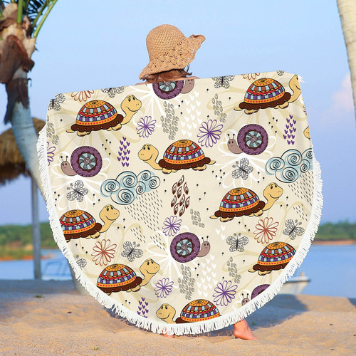 Toalla De Playa N, Redonda, Estampada En Microfibra, Superli