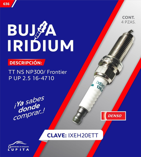Bujia Iridium Tt Niss Np300/frontier P Up 2.5 16- 4710 Denso