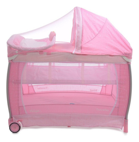 Cuna Corral Para Bebe Traveller Rosa Prinsel Cambiador Y Mosquitero
