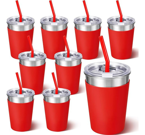 Paquete 9 Vasos Para Niños Con Pajitas Y Tapas Derrames Vaso