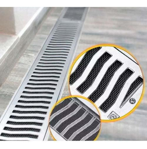 Relim Ralo Linear em Alumínio 15x100cm com Tela Anti Insetos Escovado