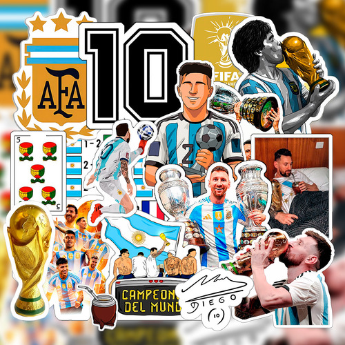 Stickers Calcos Argentina Campeon X25 Pc/termo/compu