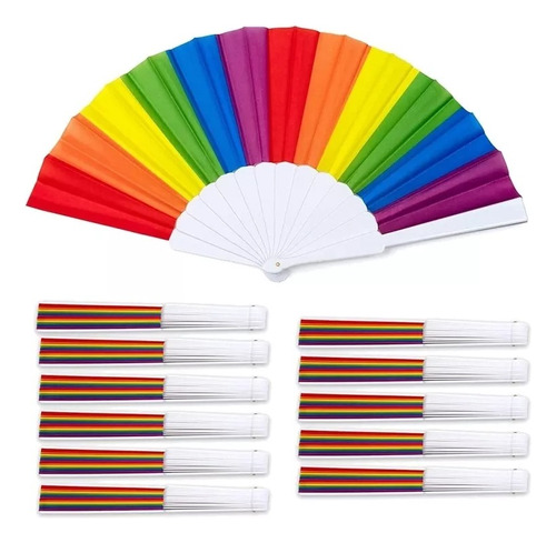 10 Abanicos Plegable Multicolor Orgullo Gay Pride March Lgbt