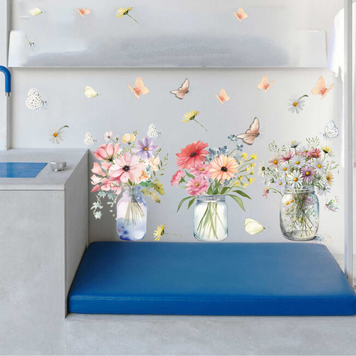 Adhesivos Decorativos Con Flores Para Ventanas, Jarrones, Pl