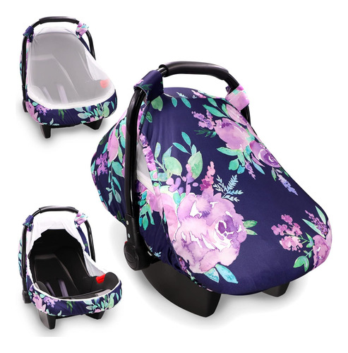 Funda Para Asiento De Coche De Bebé, Flor Morada, Dosel Para