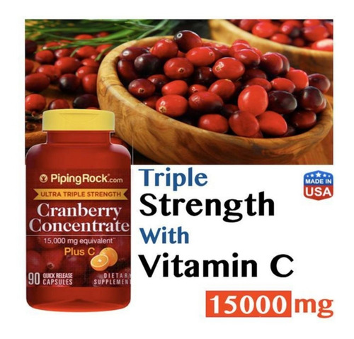 Ultra Cranberry + Vitamina C 15,000 Mg 90 Capsu Antioxidante