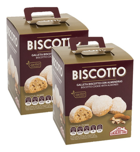 Galletas Caseritas Biscotto Con Almendras 2 Cajita X160 Gr