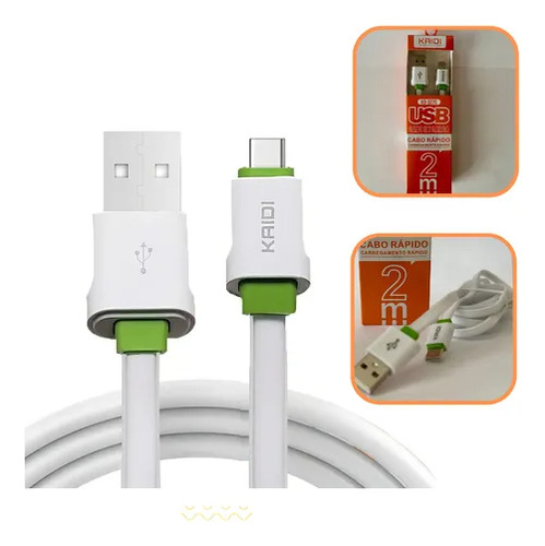 Kit 3 Cabo Carregador Kaidi 2 Metros Tipo C
