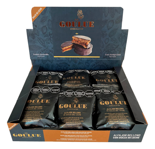 Caja 12 Alfajores Chocolate La Goulue Dulce De Leche Premium