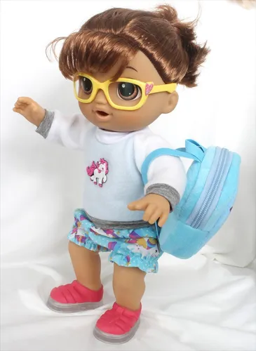 Roupinha P/ Boneca Baby Alive Conj 3 Pças Com Mochila