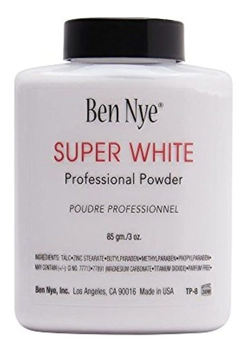 Ben Nye Super White Polvo Facial Translúcido, 3 Oz Shaker