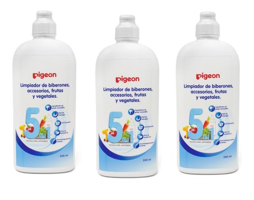 Limpiador Líquido Para Biberones  Pigeon 500 Ml Pack X 3