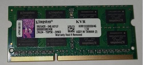 Memoria Ram Valueram 4gb Kingston Kvr1333d3s9 1.5