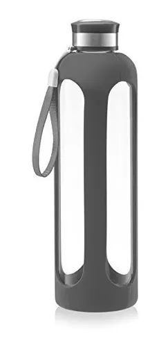 Swig Savvy Botella Agua Vidrio 32 Oz + Funda Silicona Gris