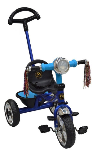 Triciclo Infantil Farito Con Baston Para Niños Economico Color Azul