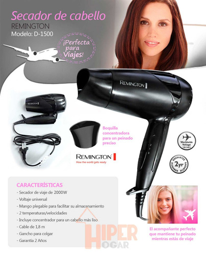 Secador De Pelo De Viaje Remington D1500 2000w Plegable
