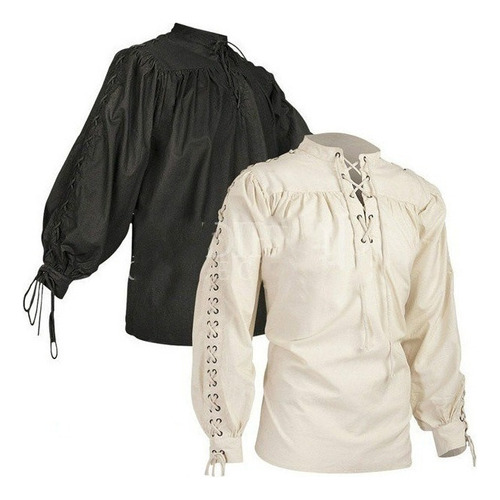 Blusa Para Hombre Pirata Camisa Medieval Renacentista A