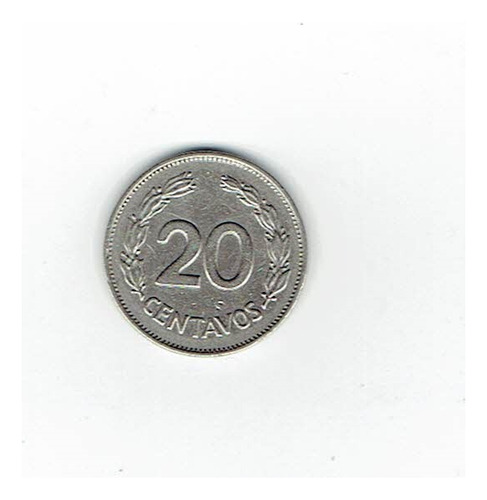 Moneda De Ecuador, 20 Centavos, 1966. Jp (Usado)