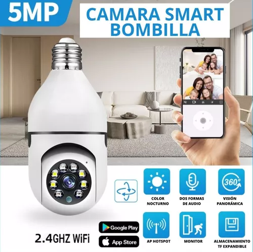 Cámara Foco WiFi Espía HD 960P IP Nube 360 Grados Video Seguridad Control  Alarma