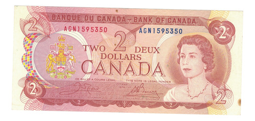 Billete Canada 2 Dolares (1974) Reina Ei I