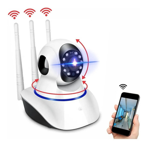 Camara Seguridad Wifi Ip360 Infrarrojo Sensor 3 Antena 1080p