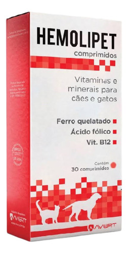 Suplemento Para Cães E Gatos Hemolipet Comprimido - Avert