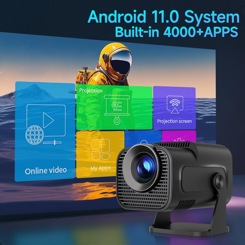 Mini Proyector Portátil Con Android 11, Soporte Inteligente