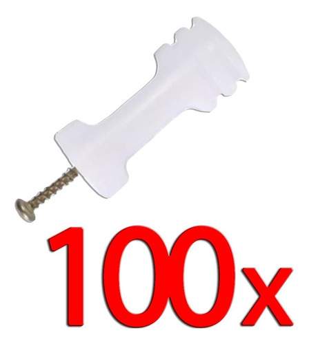 Kit Com 100 Isolador Para Haste Cerca Elétrica Com Parafuso