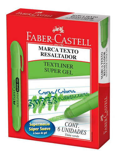 Marca Texto Gel - 6 Unidades Faber Castell Verde 155763