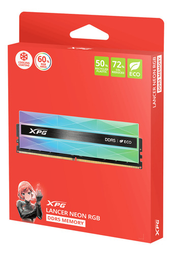 Memoria Ram Ddr5 32gb 7200mt/s Xpg Lancer Neon Rgb 2x16gb