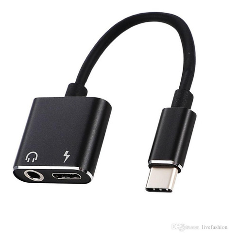 Cable Adaptador Type C Usb C A Plug 3.5 Color Negro