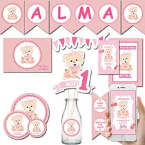 Comprar Kit Imprimible Osita Rosa Deco Cumple Personalizado