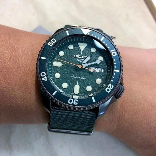Seiko 5 Automático Novo Mod. Srpd77k1 Avocado Nato Gunmetal