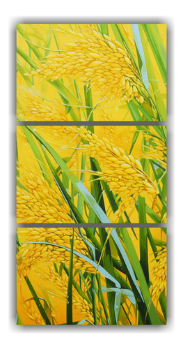 45x90cm Conjunto 3 Cuadros Estilo Galería Comedor Arroz Gra