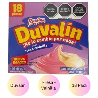 Caja Dulce Cremoso Duvalin Vainilla Y Fresa En 18 Paq
