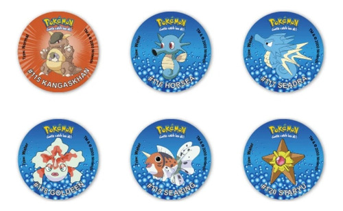 Album Set 6 Tazos Pokemon Kangaskhan Horsea Golden Staryu