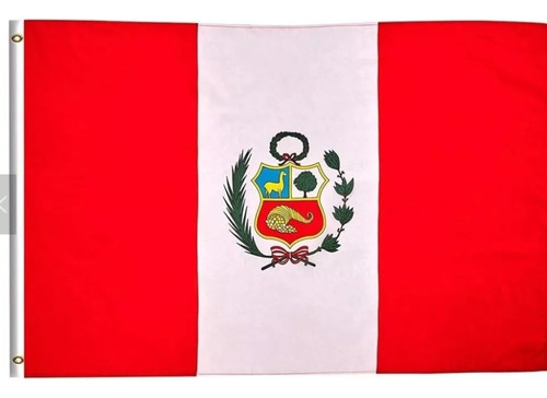 Bandera De Perú 60x90 Cm Estampada Poliéster, 2 Ojales 