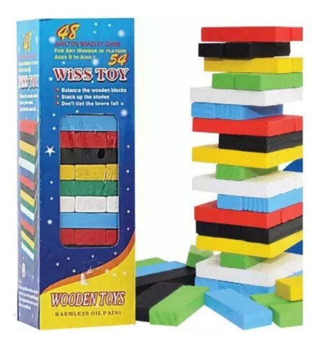 Jenga Torre De Equilibrio 54 Piezas De Madera De Colores 