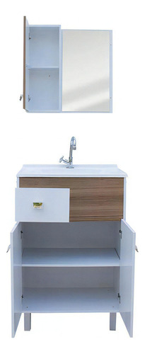 Gabinete Kit Banheiro Cuba E Armário Pop Pés 60cm