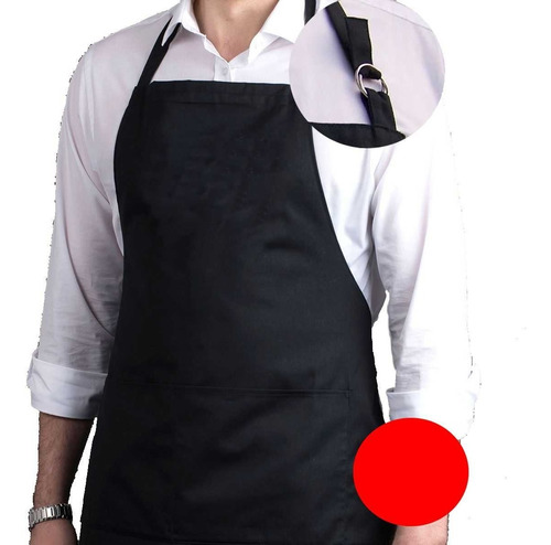 Avental Oxford  Regulável Altura  Com Bolso Preto Branco Vermelho Marrom Liso Uniforme Chef Cozinha Restaurante Evento 