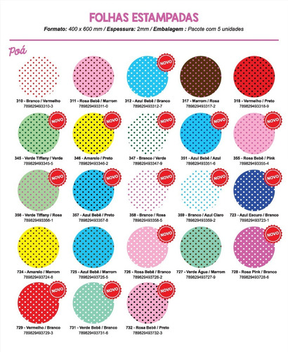 Folha De Eva Estampado Poá 40x60cm - 5 Unidades