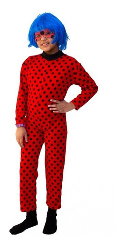Disfraz Tipo Ladybug 4 A 12 Años + Peluca Halloween Niñas