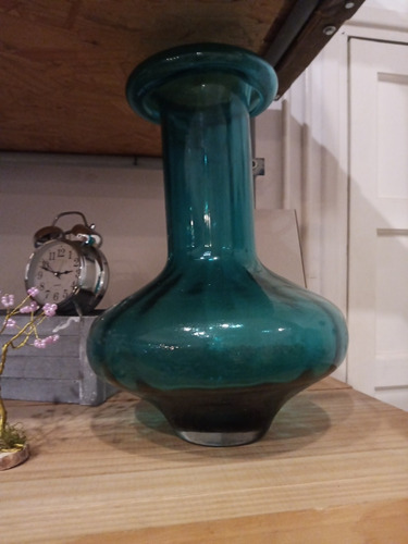 Jarrón Florero De Vidrio Verde Cobalto