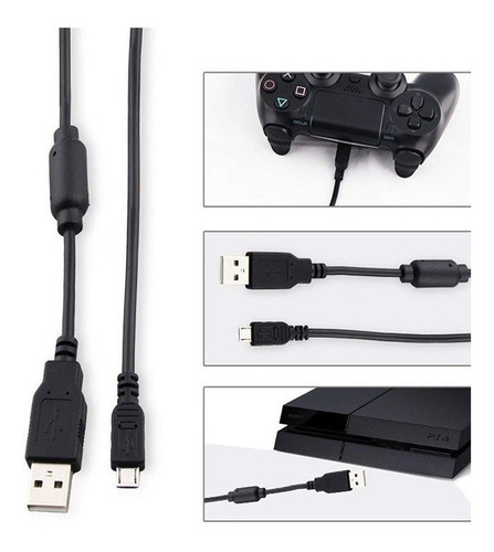 Imagen 3 de 8 de Cable Joystick Ps4 Play 4 V8 Original Micro Usb Filtro Fast