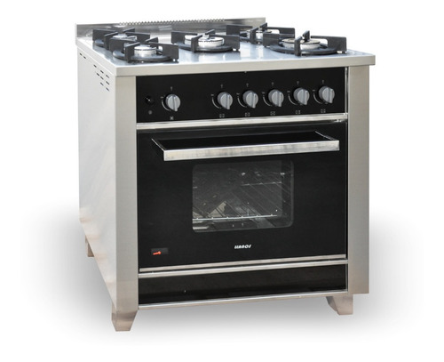 Cocina Llanos Chef 90 Puerta Vidrio Acero 5 Hornallas